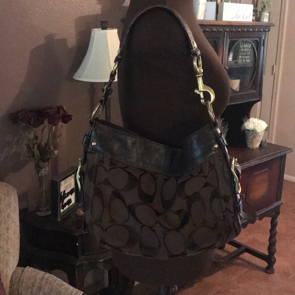 Brown and brass coach authentic bag